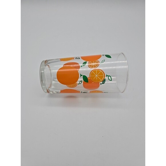 Swanky Orange Decorated Juice Tumbler  Mid-Century Glass Rare Find Pristine - Picture 11 of 12